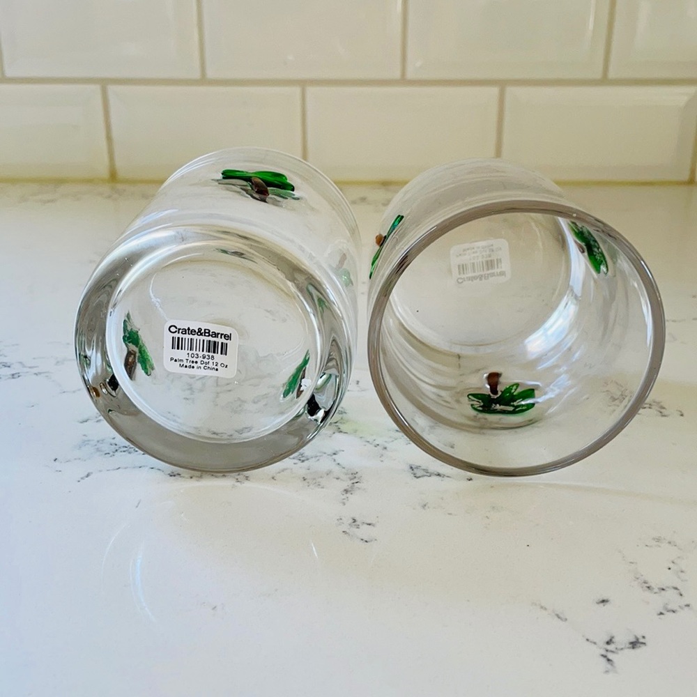 Crate&barrel 🌴Palm Tree Old-Fashioned Glasses - Picture 9 of 12